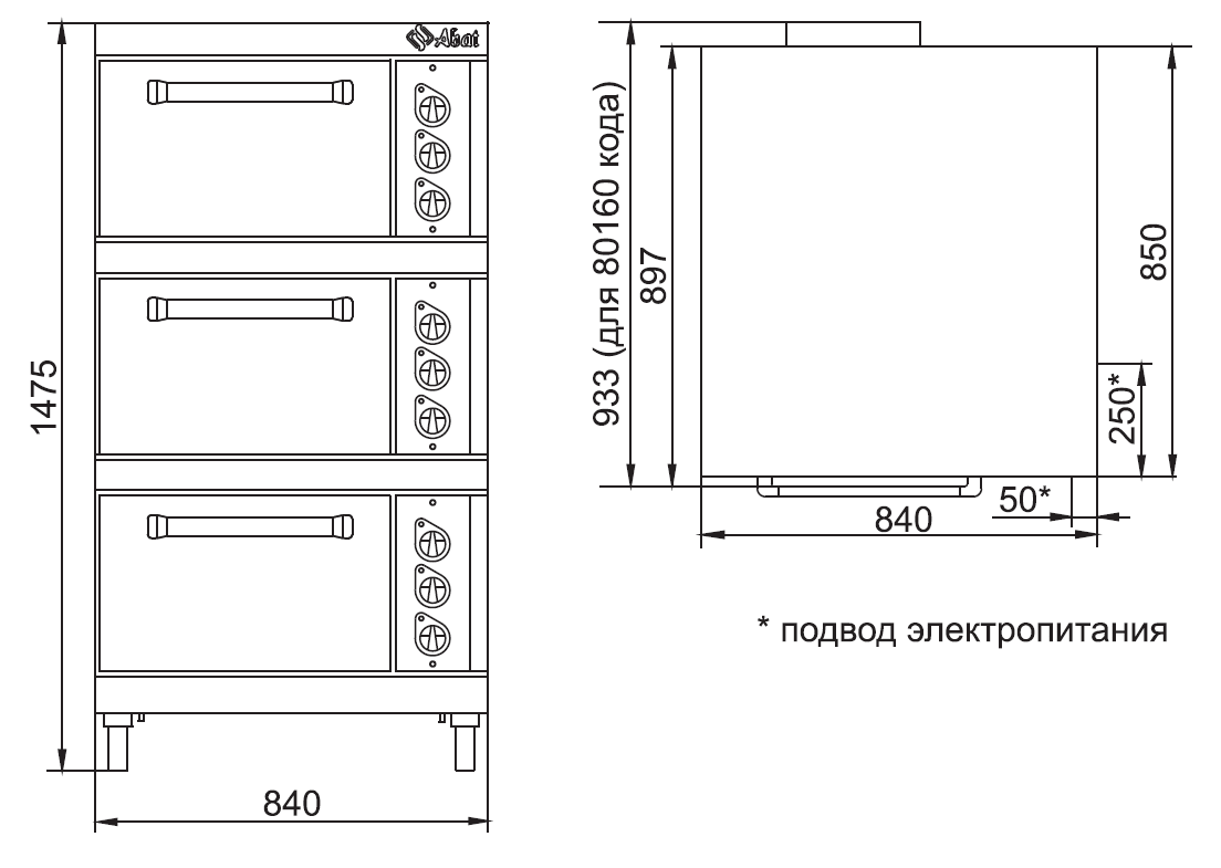 Схема жарочного шкафа ШЖЭ-3